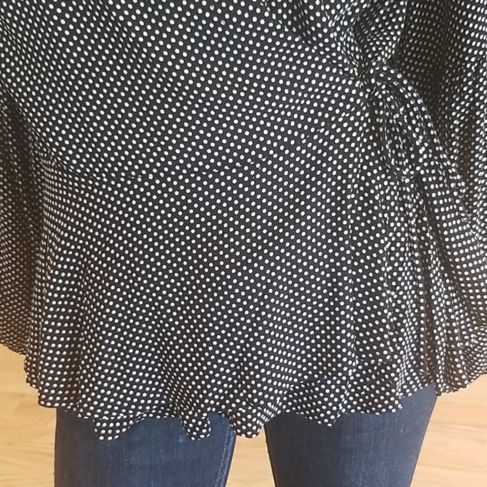 Maeve by Anthropologie polka dot Ingrid Balloon sleeve wrap peplum blou… - Picture 9 of 16
